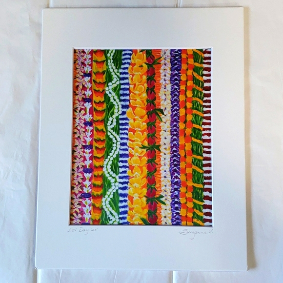 Original Art Print 8×10 Ready To Frame "Lei Day" Hawaiian Art - Picture 10 of 10